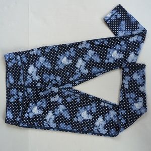 Inner Spirit Polka Dot Yoga Leggings S Blue White Pattern